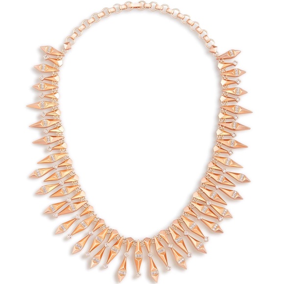 new Kendra Scott® 𖣔 Intricate Articulating Crystal Collar Necklace 𖣔 Rose Gold - Picture 3 of 9